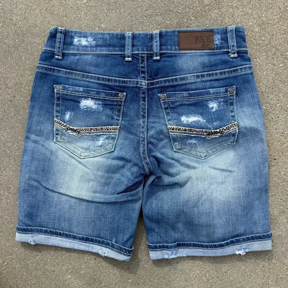 Buckle BKE Payton 27 Mid Length Distressed Denim Blue Jeans ABK726